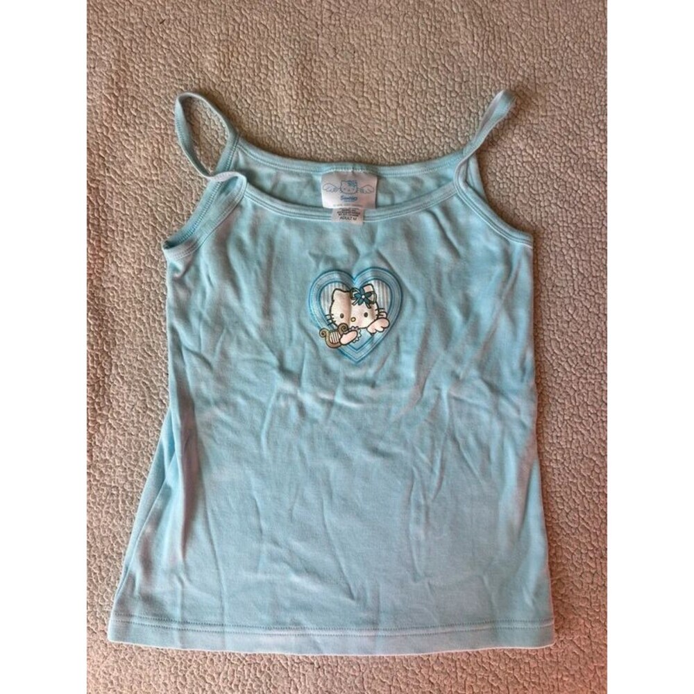 Vintage 90s Samri Smiles Baby Blue Hello Kitty Tank Top Womens Medium